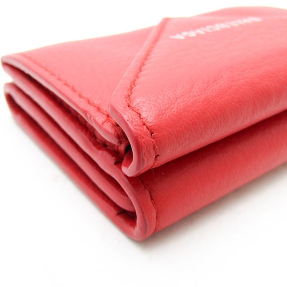 Balenciaga Papier Mini Wallet 391446 Women's Leather Wallet (tri-fold) Red Color - Picture 7 of 16